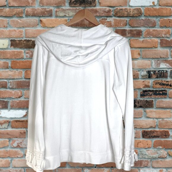 Chico's Zenergy Size 2 (12/14 US) French Terry White Full Zip Hooded Jacket - Picture 3 of 8